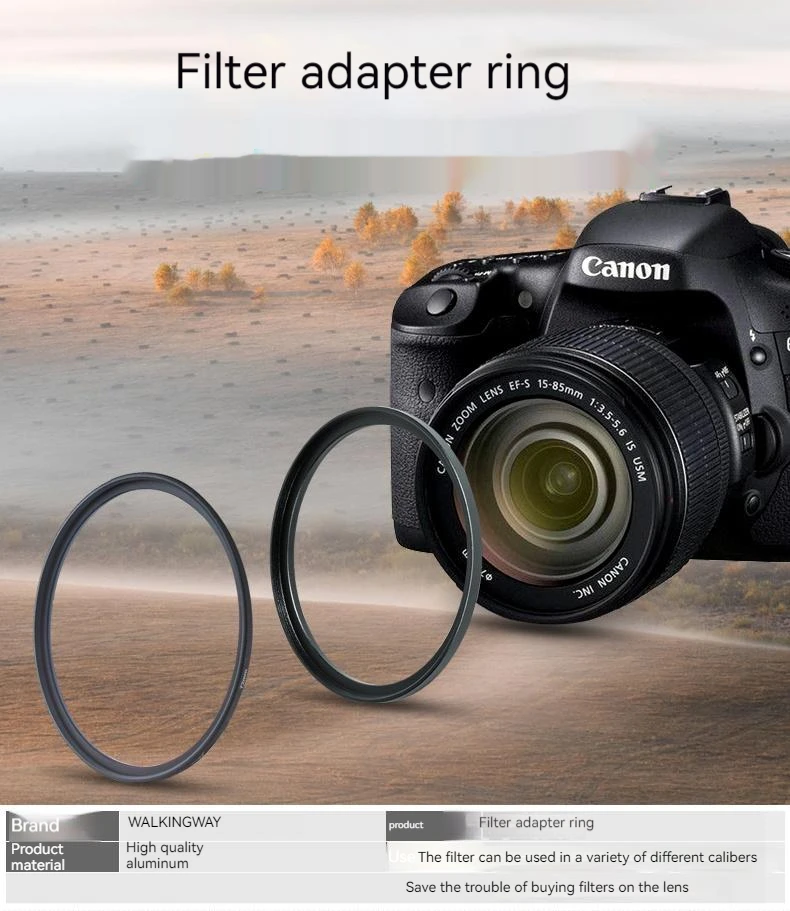 Camera Lens Filter Adapter Ring 43-82 mm Metal Step Up Rings for Canon Nikon Sony DSLR Camera Lens Accessories