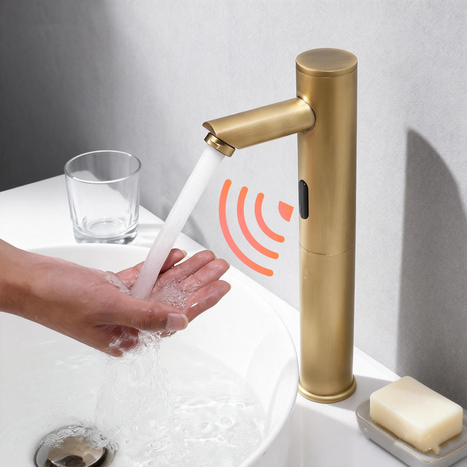 Torayvino Antique Brass Bathroom Faucet smart touchless Antique brass faucet taps body full brass copper Sink mixer Water Tap