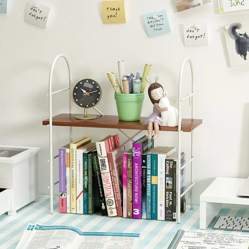 

2-Layers Desktop Bookshelf Desk Organizer Book Magazine Stand Shelf Rack Bookcase Stationery Storage Holder office Accessories