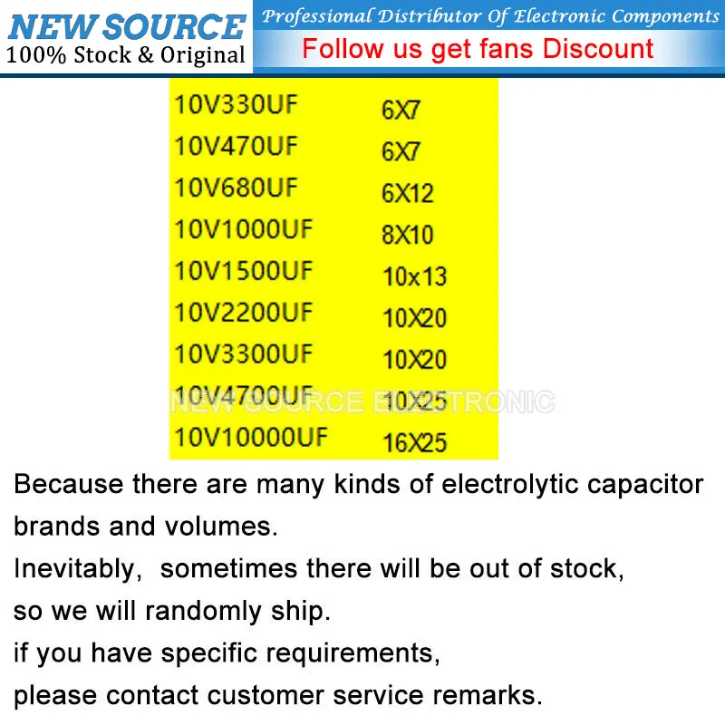 5-50PCS 10V DIP Aluminum Electrolytic Capacitor 100uf 220 330uf 470uf 680 1000uf 1500 2200uf 3300 4700uf 6800 10000uf NewSource