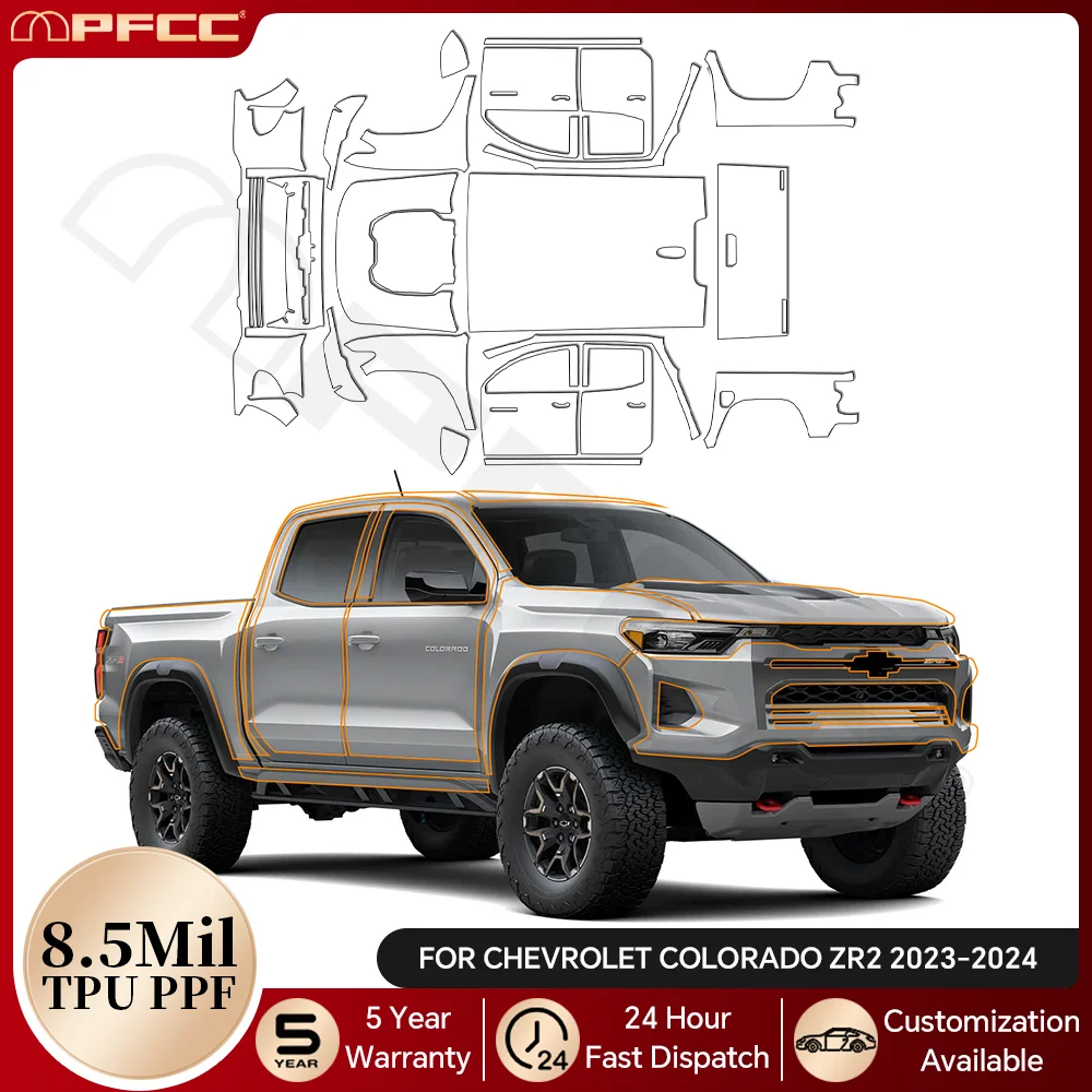 

For Chevrolet Colorado ZR2 2023 2024 TPU Paint Protection Film Car Body Clear Bra Anti-Scratch Pre-cut PPF Resistant Invisible