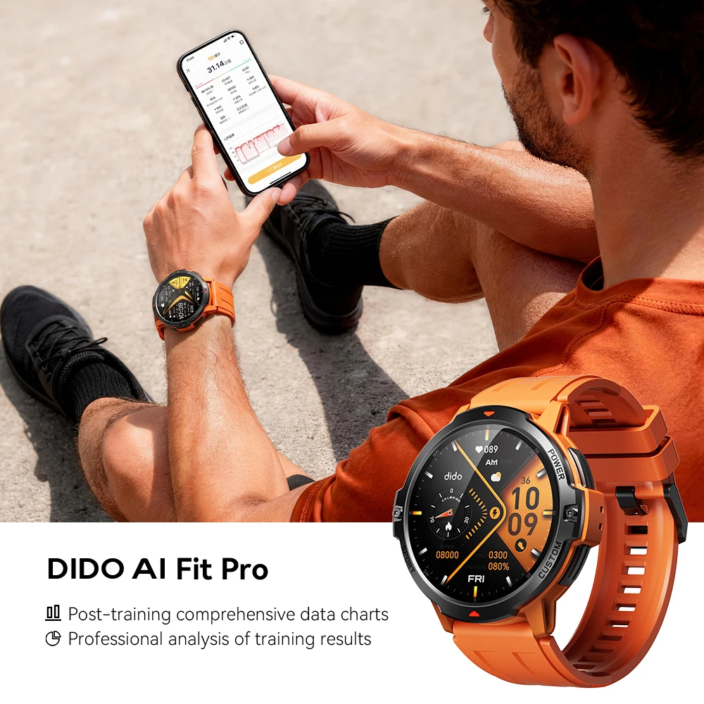 Dido AI Fit Pro Health Smartwatch Bluetooth Calling Heart Rate SpO2 Sleep Monitor GPS 100+ Sports IP68 Waterproof Man watch
