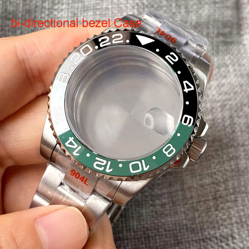 Bi-directional Rotating Bezel 40mm Dive Watch Case Bracelet 20ATM Waterproof Fit NH35 NH34 GMT ETA 2824 PT5000 Sapphire Glass