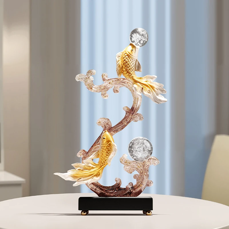 HYS Fengsheng Shuiqi Koi fish ornament feeling living room TV entrance decoration housewarming gift