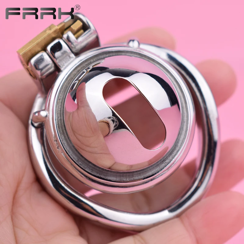 FRRK Hemisphere Male Chastity Cage Device with Urination Hole 40mm 45mm 50mm Penis Rings Adults Sex Products BDSM Toys