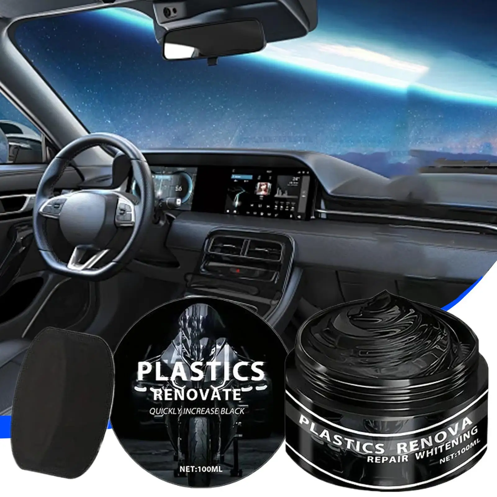 Car Trim Restorer Car Dashboard Restorer 100ML Fade-Resistant Quick-Drying High-Gloss UV-Protectant Rubber Repair Wax For Boat