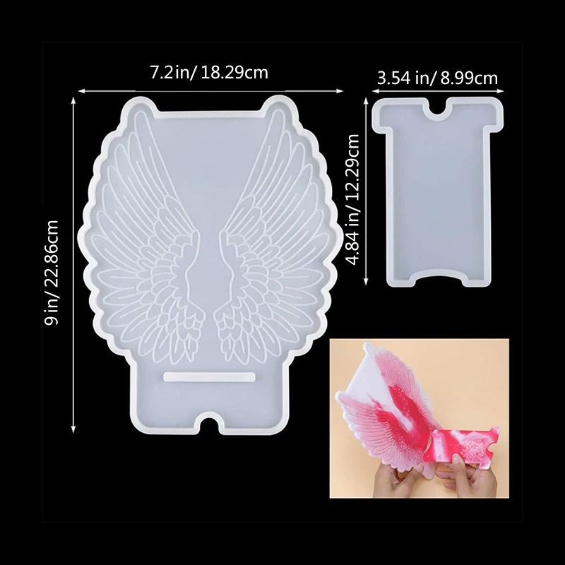 Phone Holder Silicone Molds for Phone Stand Large Wings Resin Phone Stand Mold Epoxy Casting Molds for DIY Mobile Phone Holder