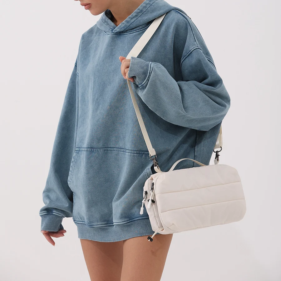 Casual Quilted Padded Square Shoulder Bags Creative Can Hold Kettle Outdoor Crossbody Bag Lightweight Nylon Puffer Bag for Women