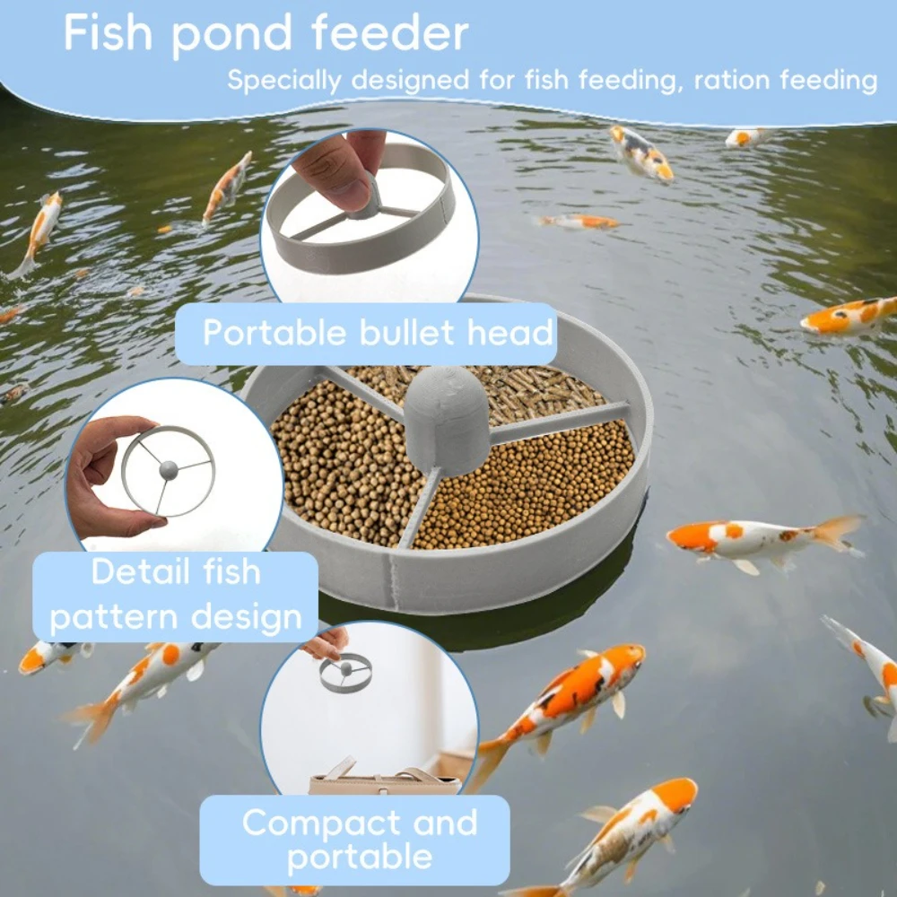 

Floating Fish Feeder Ring Tray Dish Fish Feeding Ring Food Dispenser Prevent Water Turbulence for Turtles Guppy Fish Pond