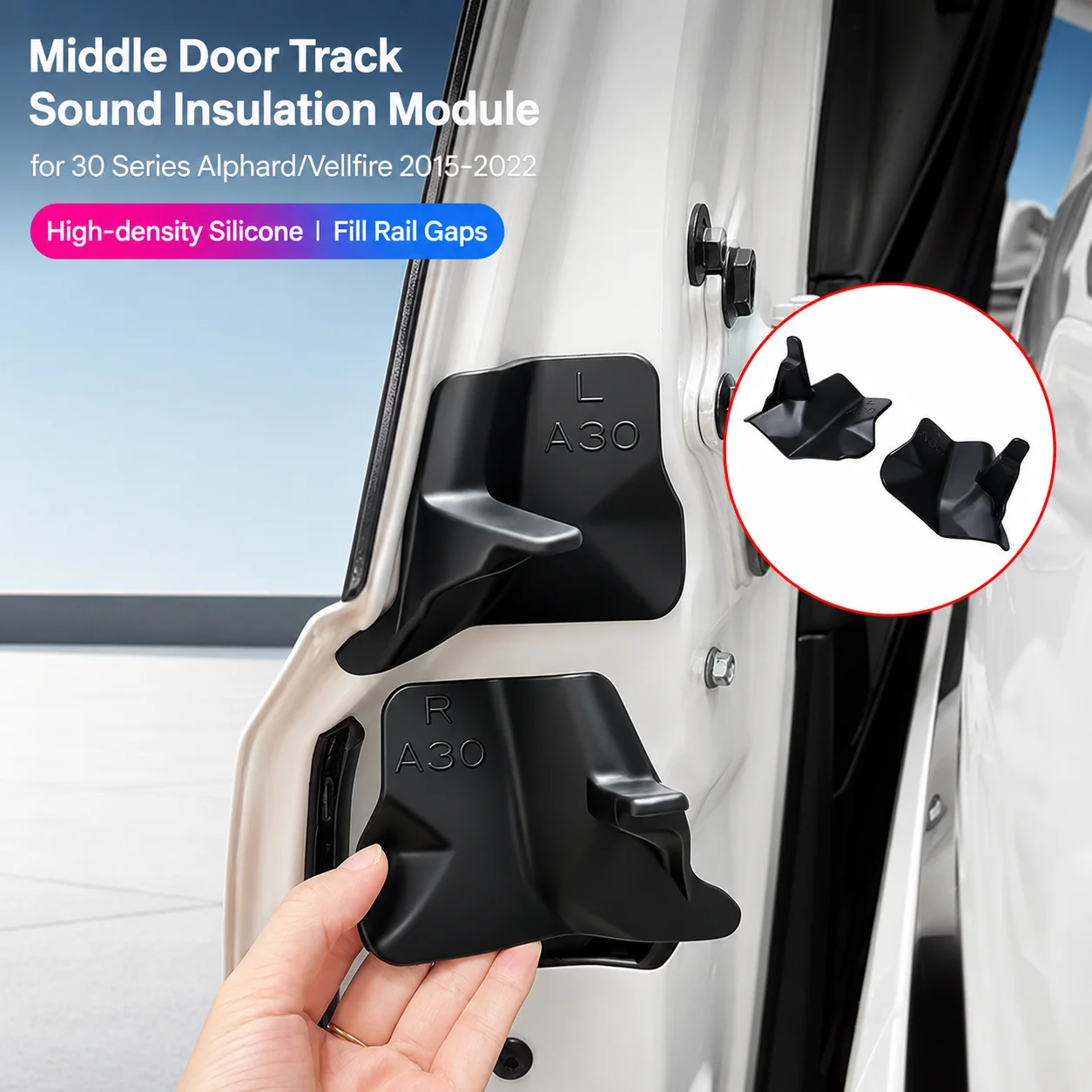Car Sliding Door Track Gap Cover For Toyota Alphard Vellfire 30 Series Auto Middle Door Sound Insulation Noise Reduction Module