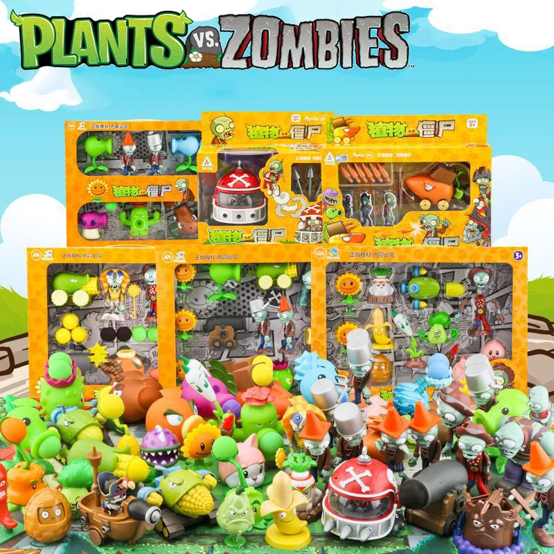Plantas Vs Zombies 2 tirador de guisante cañón de coco juego genuino conjunto de juguetes NoBox escena figura adornos silicona suave regalo de cumpleaños para niño