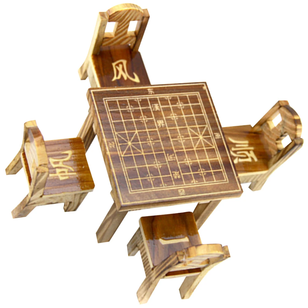 1 ensemble de mini table et chaise en bois pour la maison, la cuisine, la maison de jeu, décoration, simulation, accessoire de jeu pour enfants