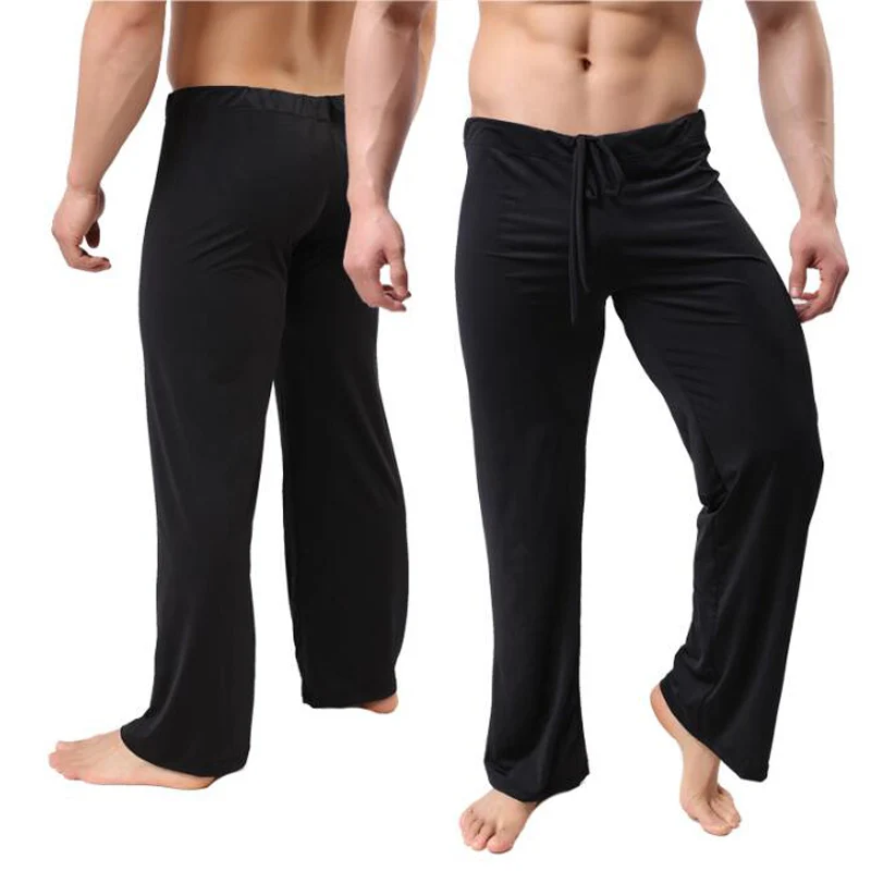 Pijama Hombre Herren Pyjama Hosen Beiläufige Lose männer Satin Seide Lounge Hosen Männer Schlafen Böden Viskose Hause Hosen Sexy nachtwäsche