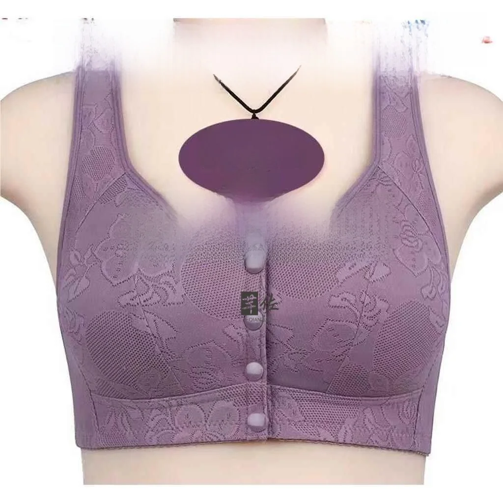 Sujetador tipo chaleco para mamá, con diseño de botones frontales, sin aros de acero, ropa interior de algodón fino de talla grande para mujeres de mediana edad y señoras mayores.