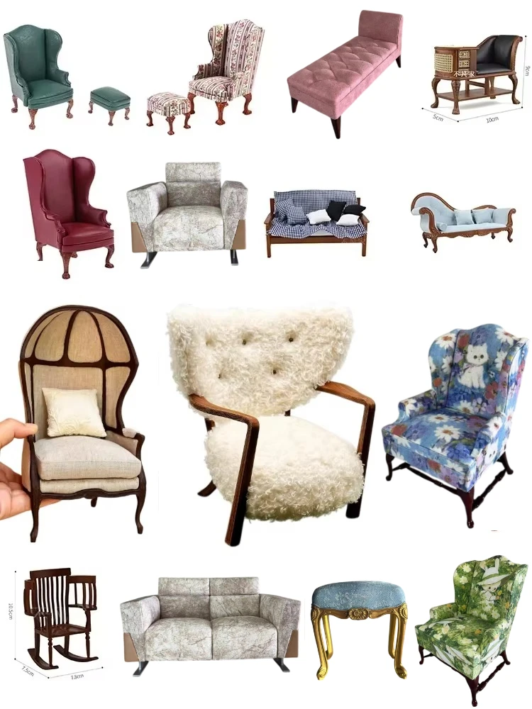 1：6 Miniature Sofa Dollhouse Furniture1：12 Miniature Double Sofa Miniature Chairs Doll Accessories New Diy Miniature Dollhouse