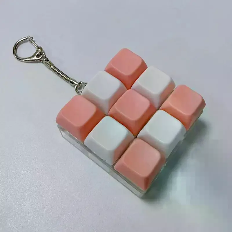 New Fidget Keychain DIY Keyboard Fidget Keychain Keys Button Relief Stress Finger Keyboard Cap 9Keys Pass The Time Clicker Toy