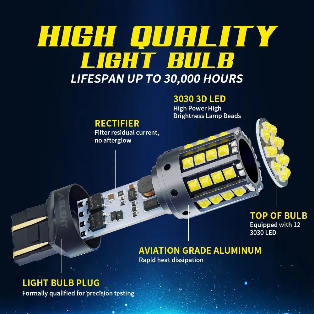 2 Stuks Auto Led Lights Ba 15S P 21W 1156 Bau15 S Py21 W 1157 Bay15d 44 * 3030smd Canbus Voorste Staart Richtingaanwijzers 7440 7443 W21/5W 12V