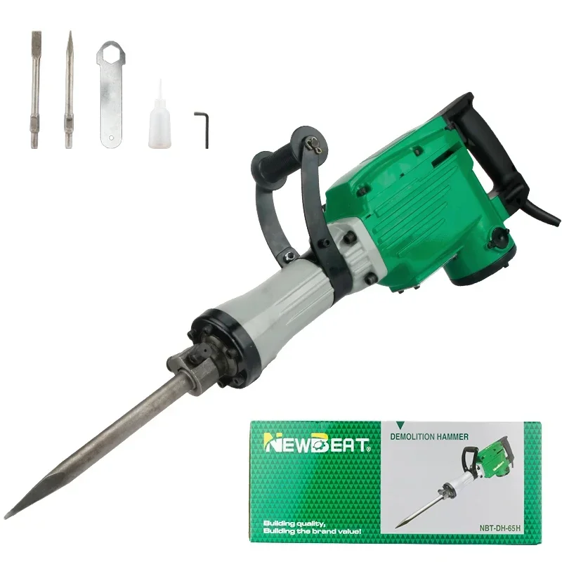 NewBeat Industrial PH65H Power Demolition Drills Electrical Tool Concrete 1500W Demolition Hammer Breaker