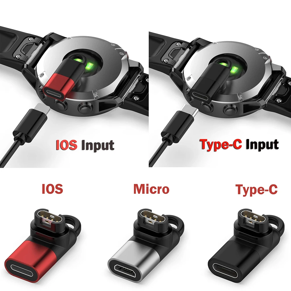 Micro USB/IOS/Type C Charger Adapter For Garmin Fenix 8/7/6/5 Forerunner 158 255 Charger Connector for Garmin Venu/Vivoactive