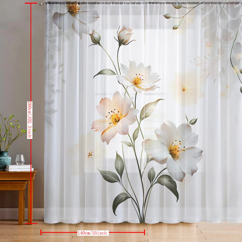 2PCS Home Decor Printed Window Screens with Handles, Watercolor Flowers, Suitable for Kitchen, Café, Living Room