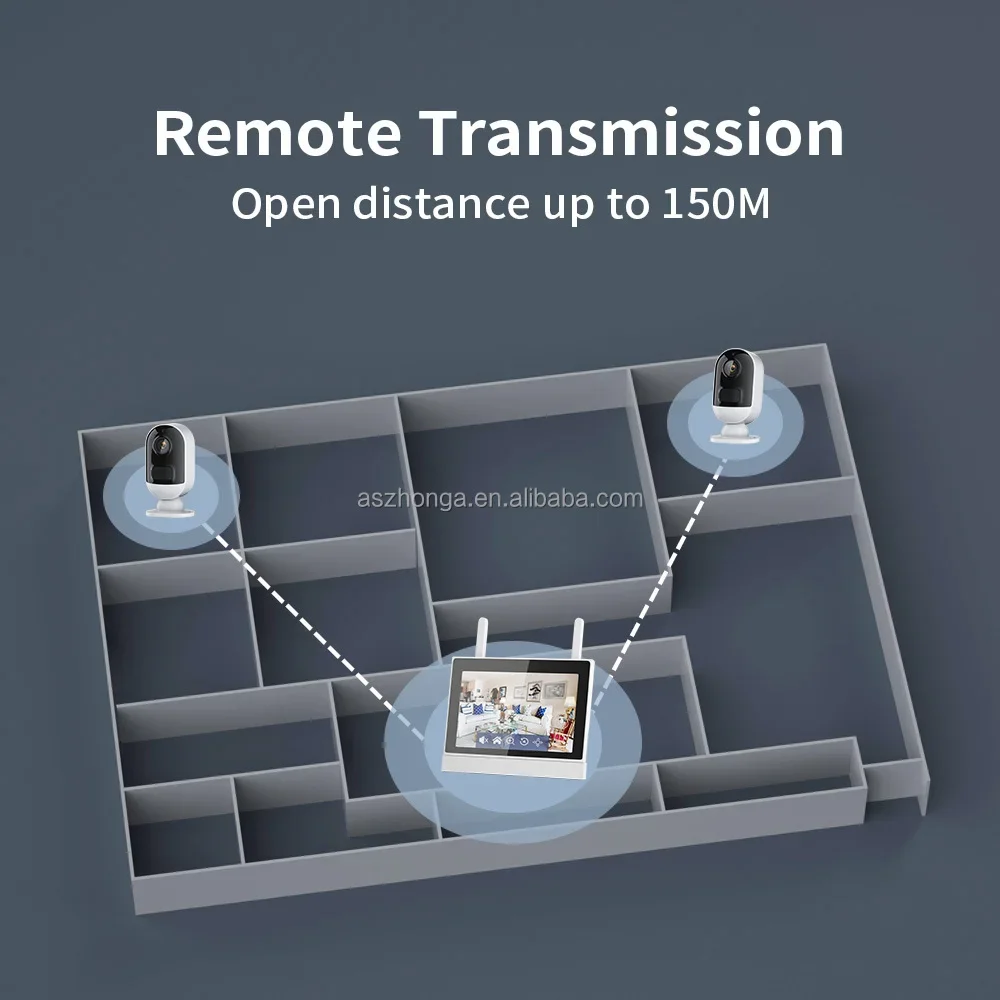 2/4CH Mini Smart Wireless Ip Network Security Home Surveillance CCTV Battery Camera System 3MP WiFi 7 Inch LCD Nvr Kit
