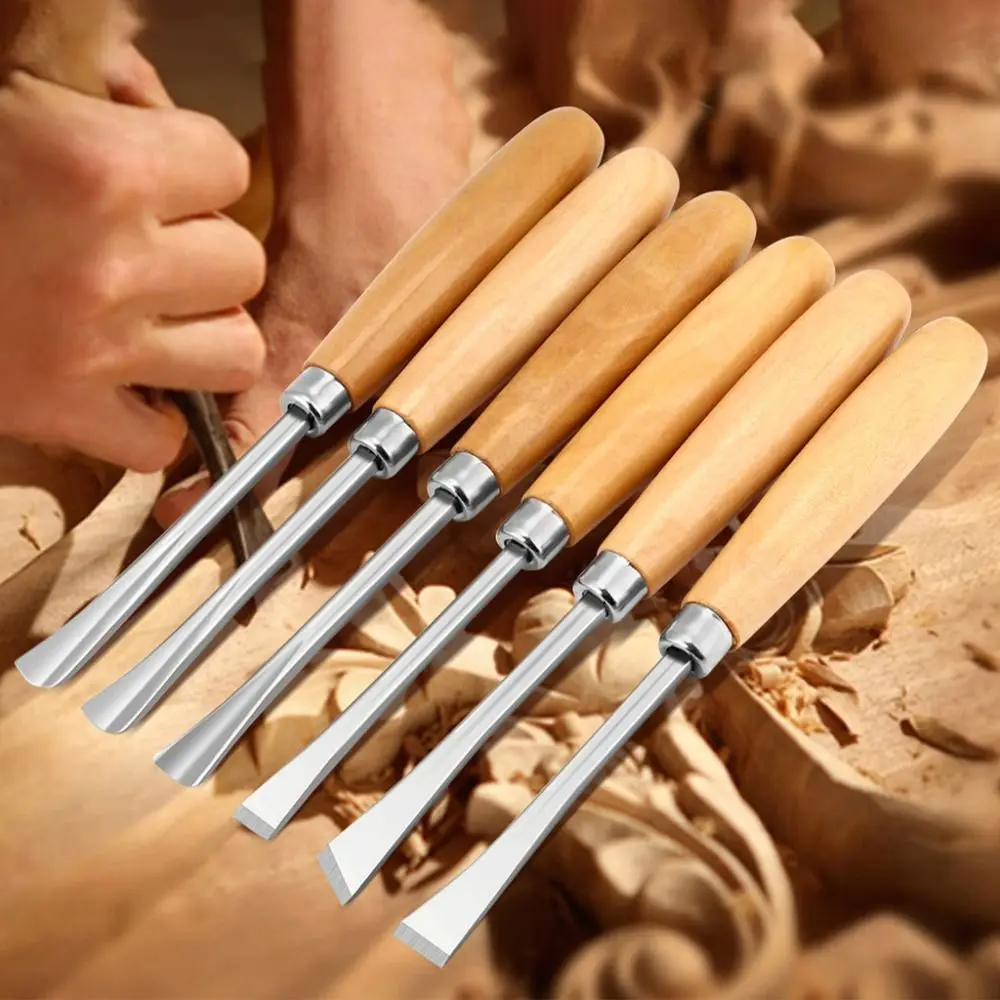 

6PCS New Steel Woodworking Carving Chisels DIY Craft Wood Chisels Set Wear-resistant Hand Tools Wood Carving Tools