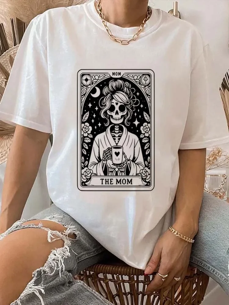 The Mom Tarot Card Print T-shirt Harajuku Graphic T Shirt Women Fashion Casual Clothing Short Sleeve Female Tee Top Summer