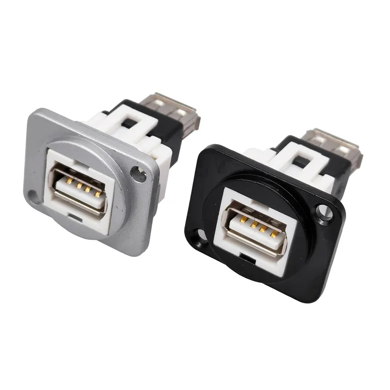 1Pc USB socket light D type Metal female to female USB 3.0 USB 2.0 connector panel mounting LED HDMI