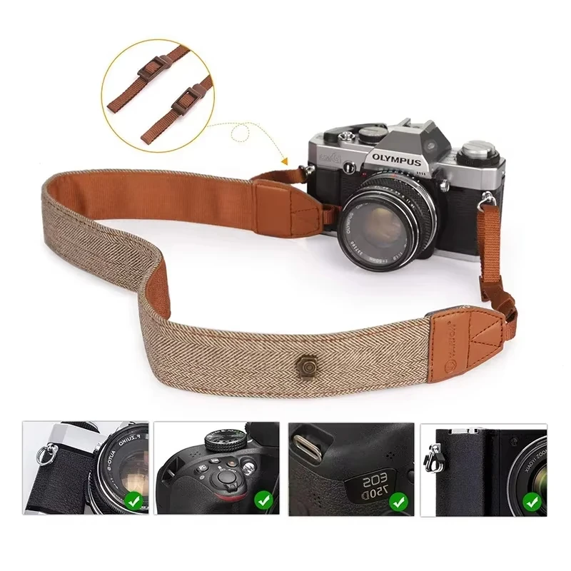 Universal Cotton Camera Strap Adjustable Shoulder Neck Strap Shockproof Carry Sling for Sony Nikon Canon DSLR Mirrorless Camera