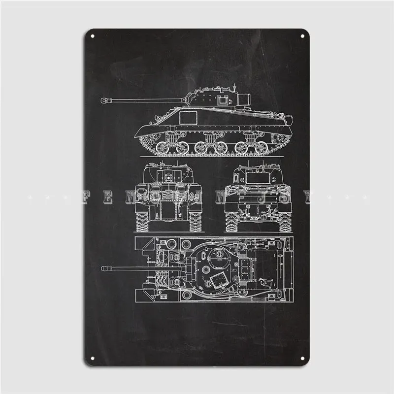 Tank Sherman Vc Firefly Poster Metal Plaque Wall Cave Cinema Retro Plaques Tin Sign Poster