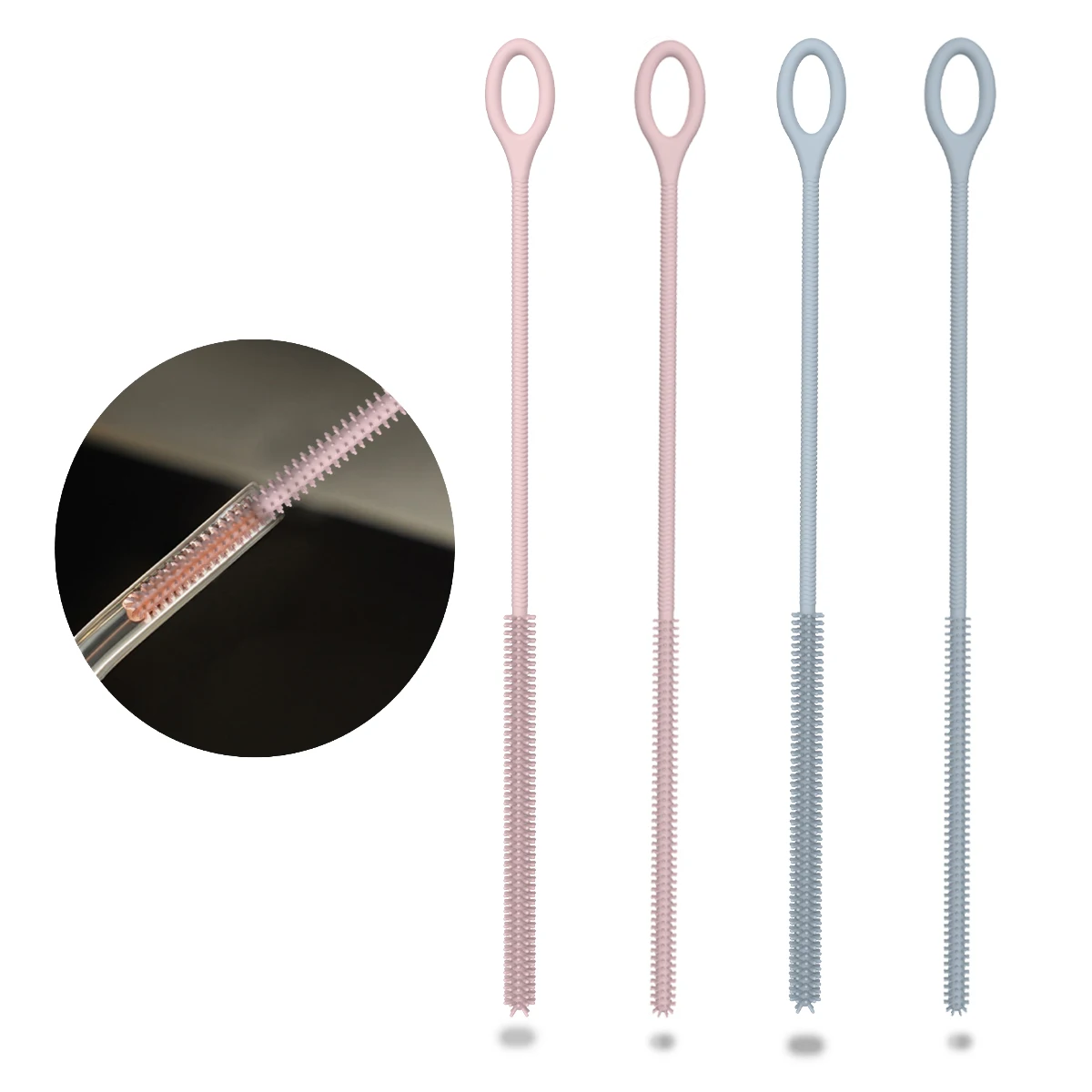 2pcs Silicone Straw Cleaning Brushes, Reusable, Extended Design, Suitable for Cleaning Cups and Various Straws, Non-Slip, 6mm +