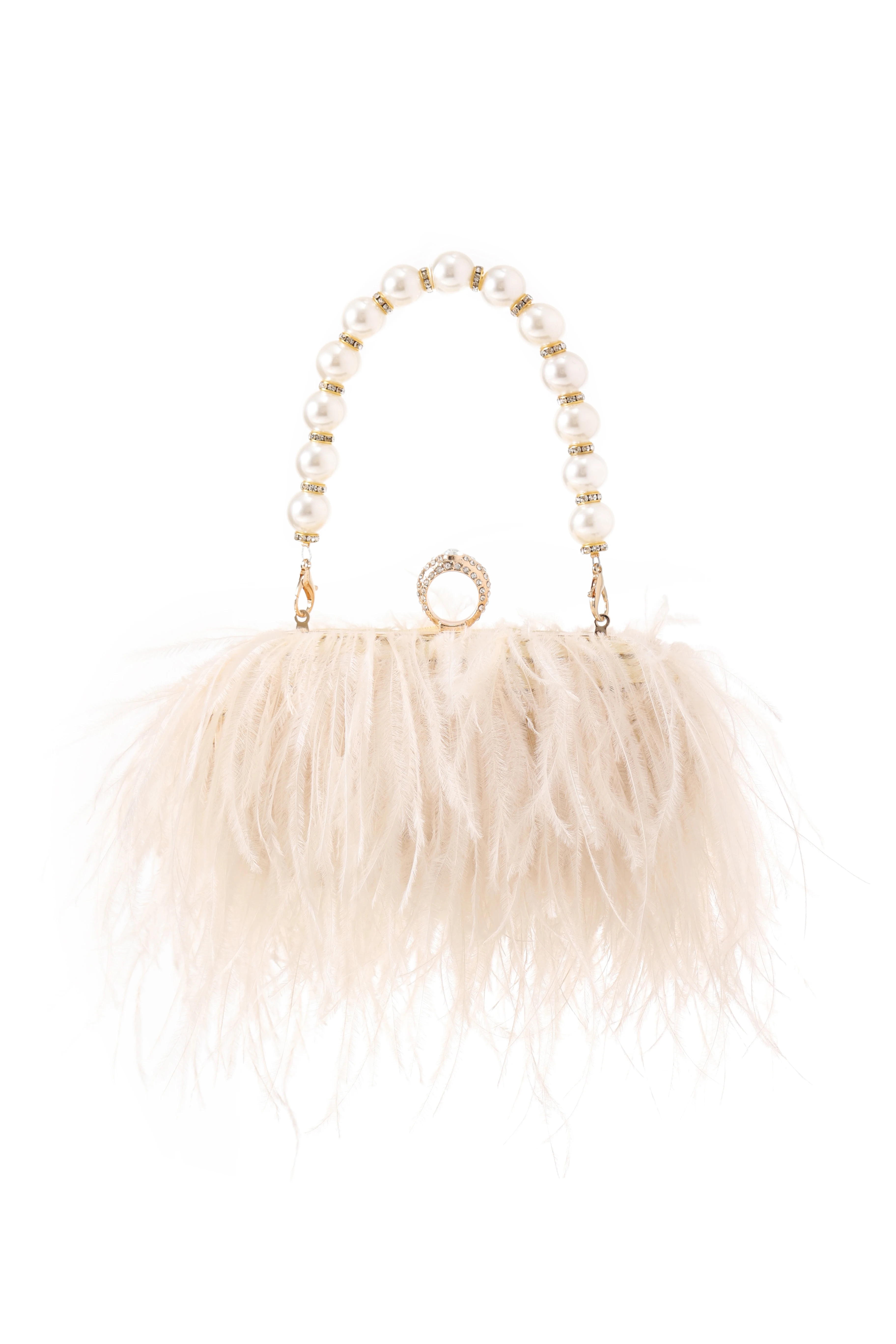 Luxury Real Ostrich Feathers Handbag Pearl Tassel Evening Bags Women's Pouch Purse Pink Green Diamond Clutch Party Messenger Bag