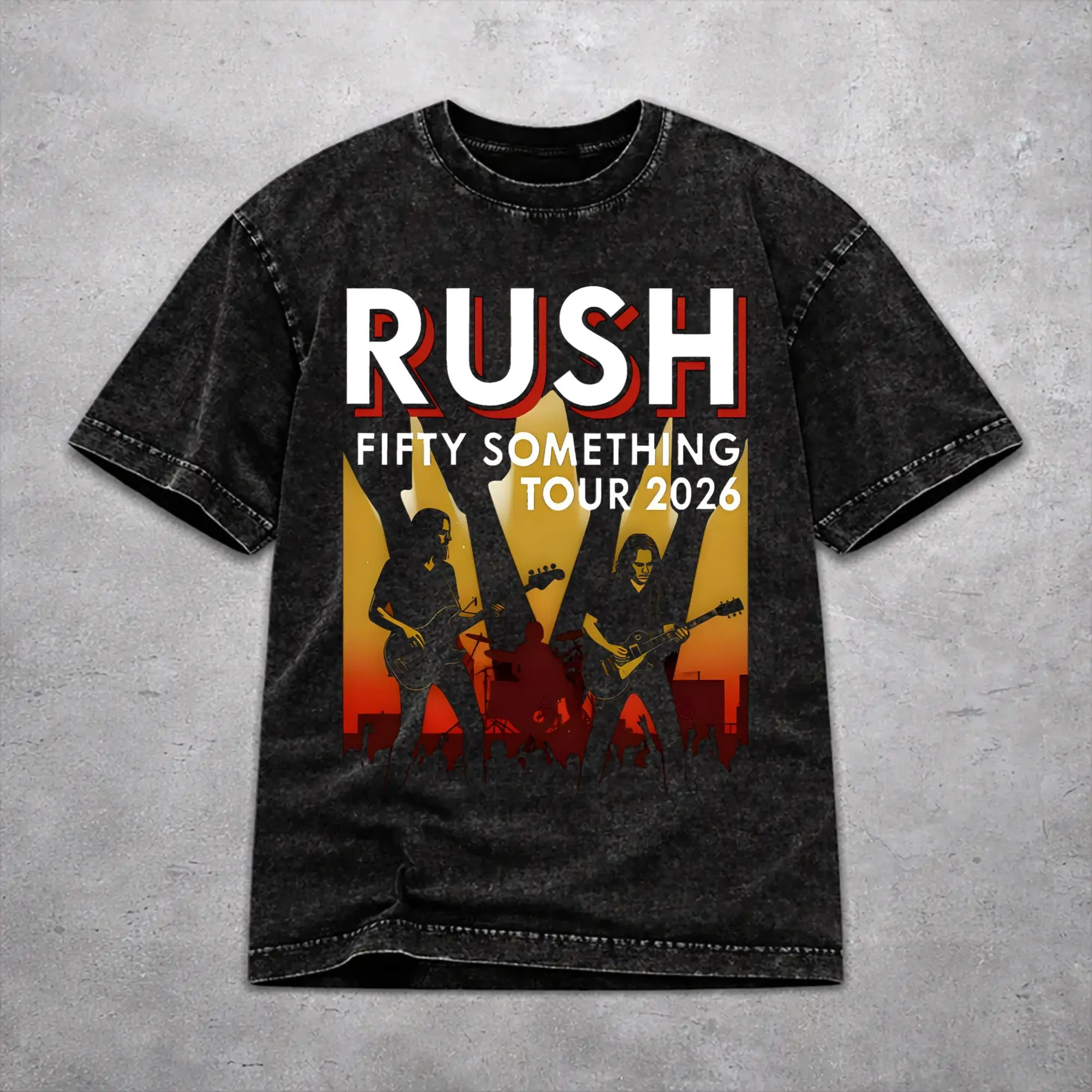 Men Women Vintage Washed T-shirts Rush Band Fifty Something Tour 2026 Print T Shirt Apparel Oversize  Tee Shirt