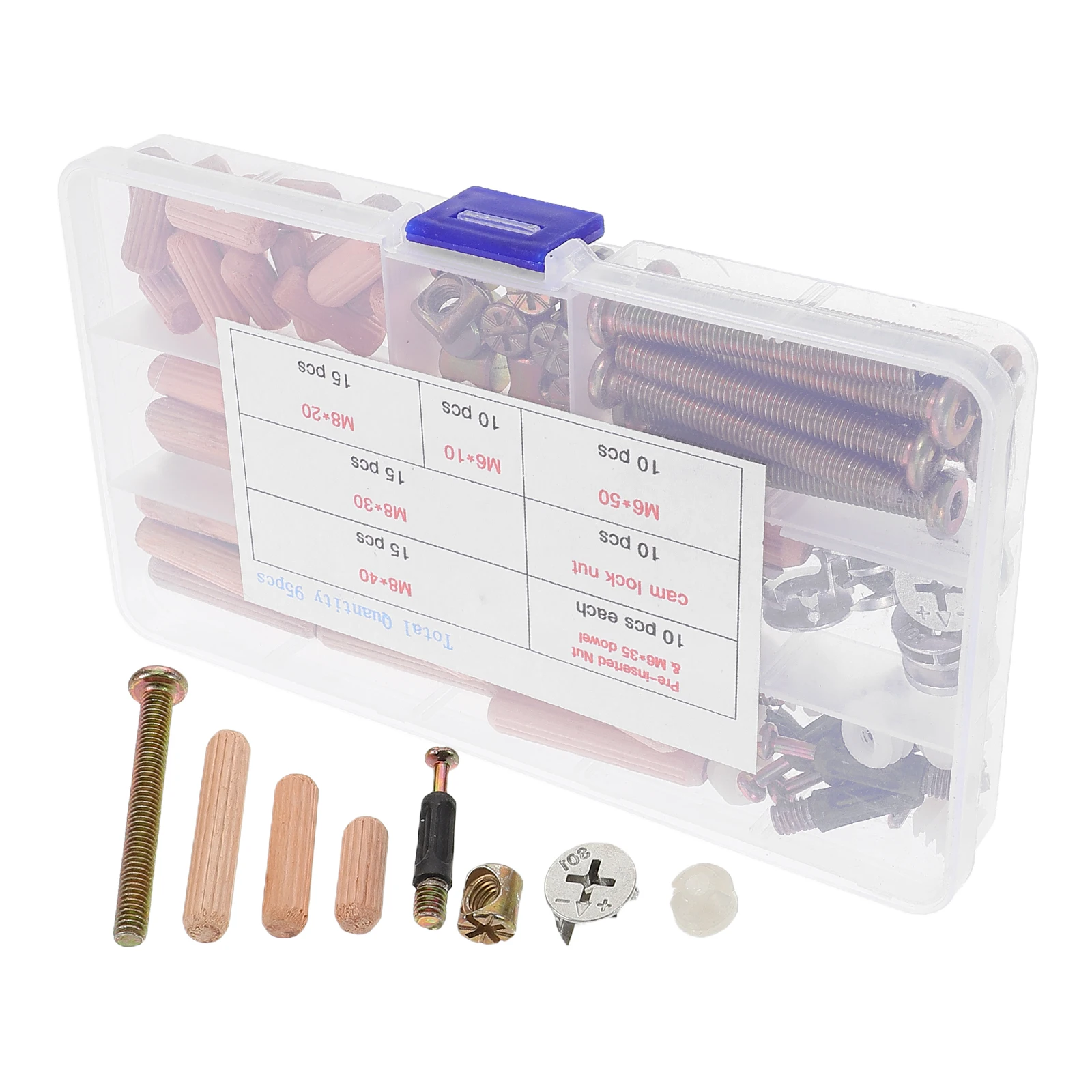 95 Uds. Tornillos y pernos para muebles, tuercas, tornillos, piezas de litera, Kit de repuesto, conjunto de herrajes para cama de cuna, solución de pernos para cama