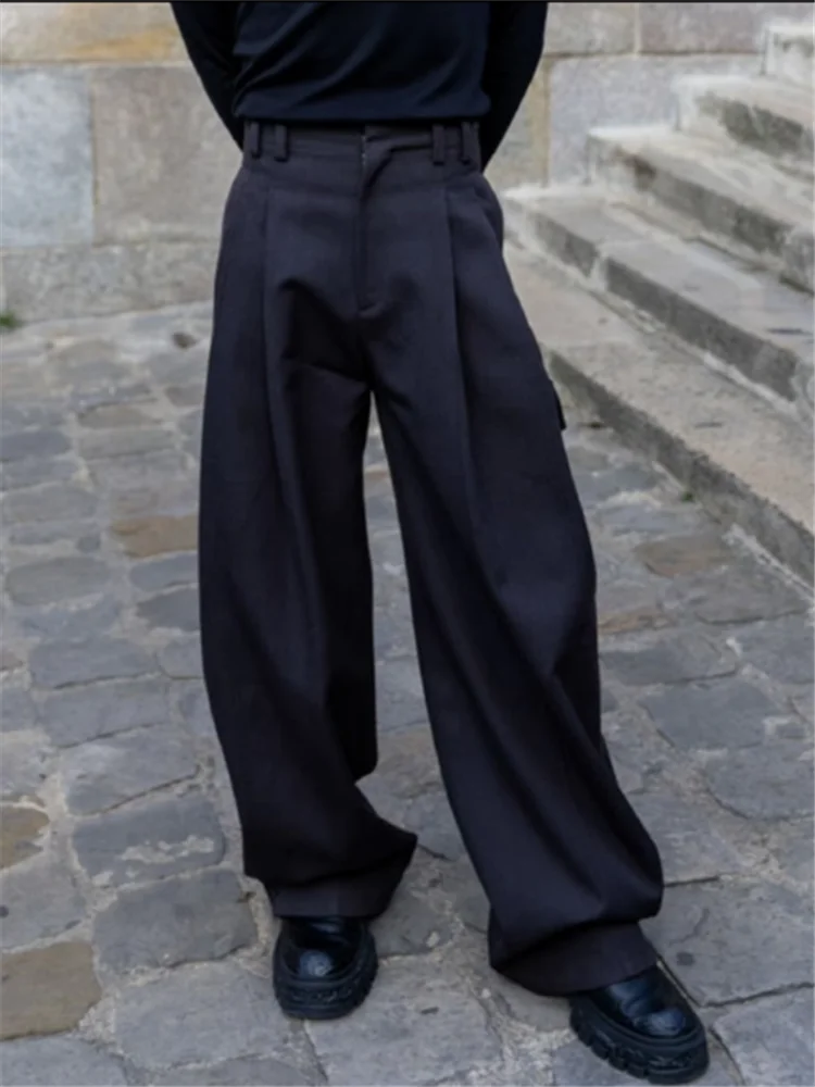 

2023 Spring and autumn new loose pants male design sense of sag loose wide leg trousers casual straight leg trousers