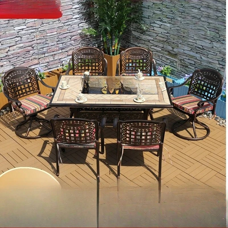 

ZZ cast aluminum barbecue tables and chairs household electric smokeless courtyard garden leisure outdoor balcony outdoor