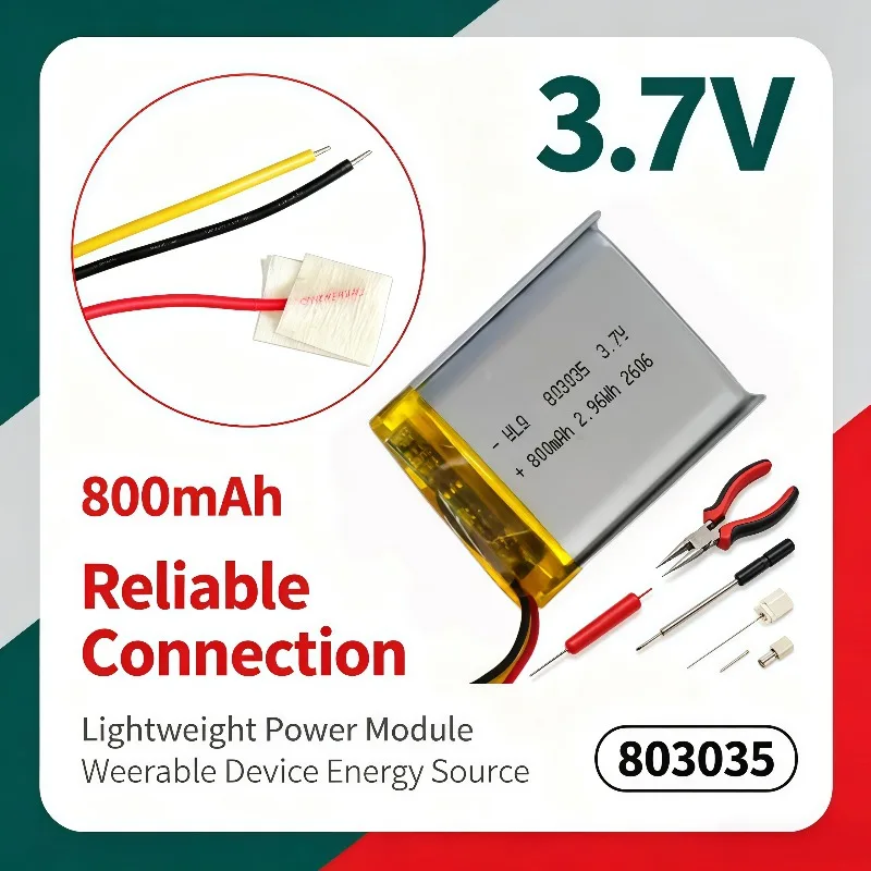 803035 Lithium Battery 3.7V 800mAh, Intelligent Wearable Cell, Lightweight Portable, Stable Strong Power Supply
