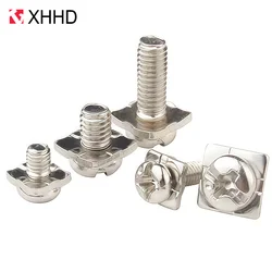 50/100pcs M3 M3.5 M4 PM Square Washer Two Combination Screw Cross Round Head Pan Head Pad Nickel Plated Small Screws