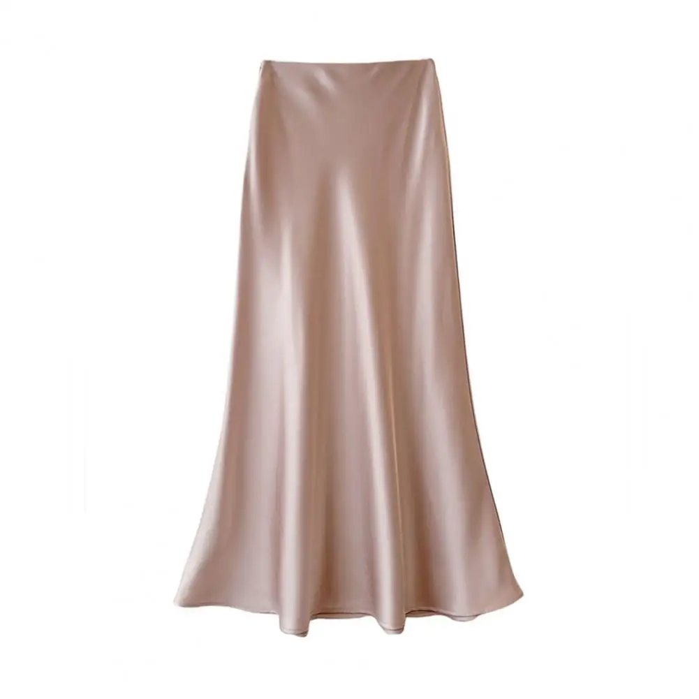 Ademende polyester rok Glanzende satijnen rok Elegante satijnachtige vissenstaartrok voor dames Ontwerp met hoge taille Ademend voor werk