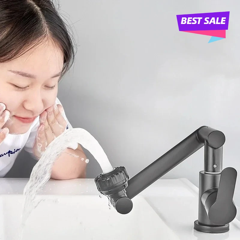 

Bathroom Sink Faucet Basin Faucet 1080° Swivel Multifunction Cold and Hot Water Tap Kitchen Sink Faucet 2 Modes Water Tap