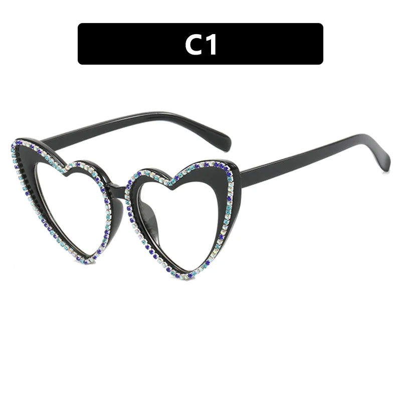 Fashion retro peach heart diamond flat glasses new anti-blue light love eyeglasses frame ladies personalised eyeglasses frame