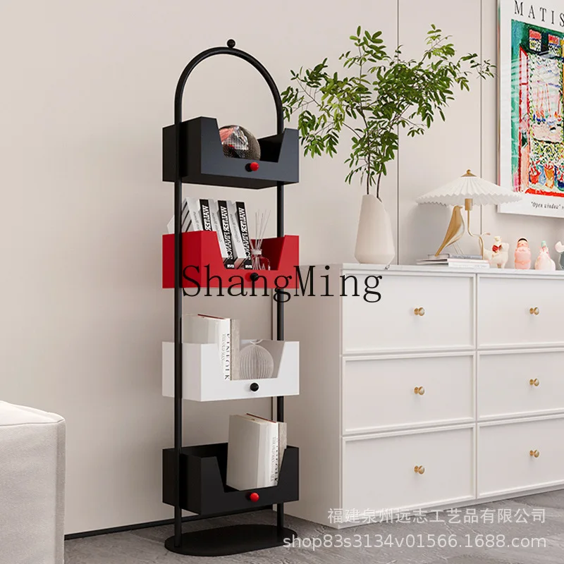 FGgood-looking household floor snacks multi-layer bookshelf living room corner wrought iron shelf easy to store