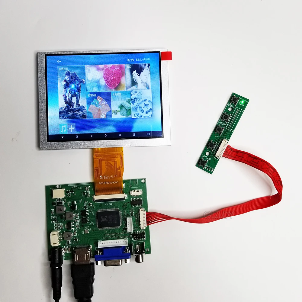 5 Inch ZJ050NA-08C 640*480 TFT LCD Screen Display Monitor Navigator HDMI+VGA+2AV Control Driver Board Kit Replacement AT050TN22
