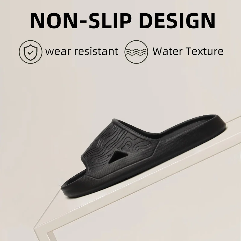 Minimalist Women Open Toe Slippers Contour Wave Embossed Slides Non Slip Wear-resistant Indoor Outdoor Casual Slides