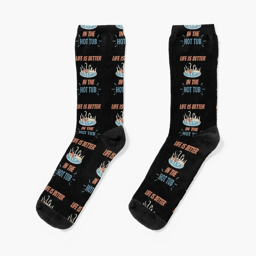 

Life is better in the hot tub Socks set new year Men Socks Luxury Brand Women's