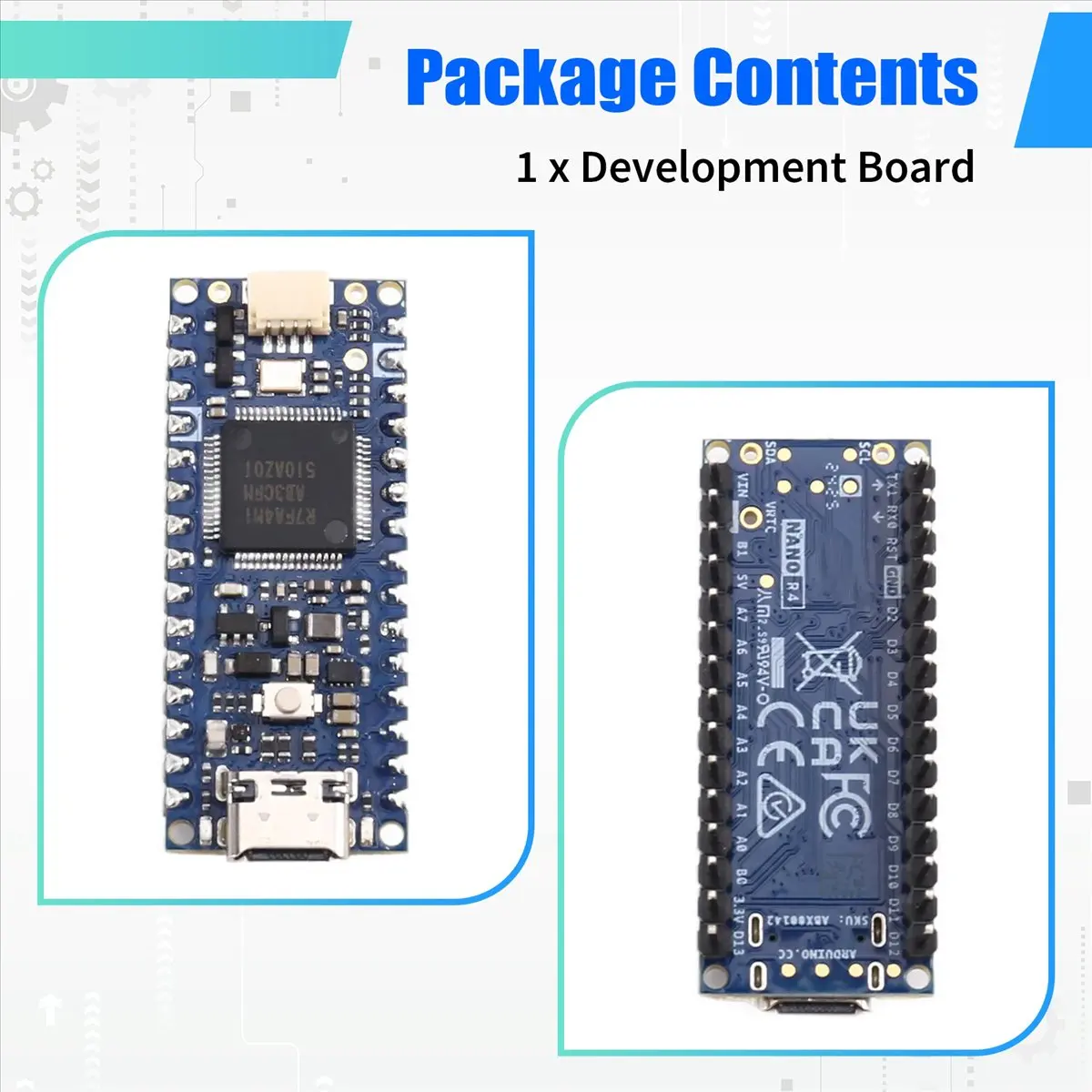 

(ABGQ) For Arduino Nano R4 with Pin Header RA4M1 Development Board Product 3.3V 10mA