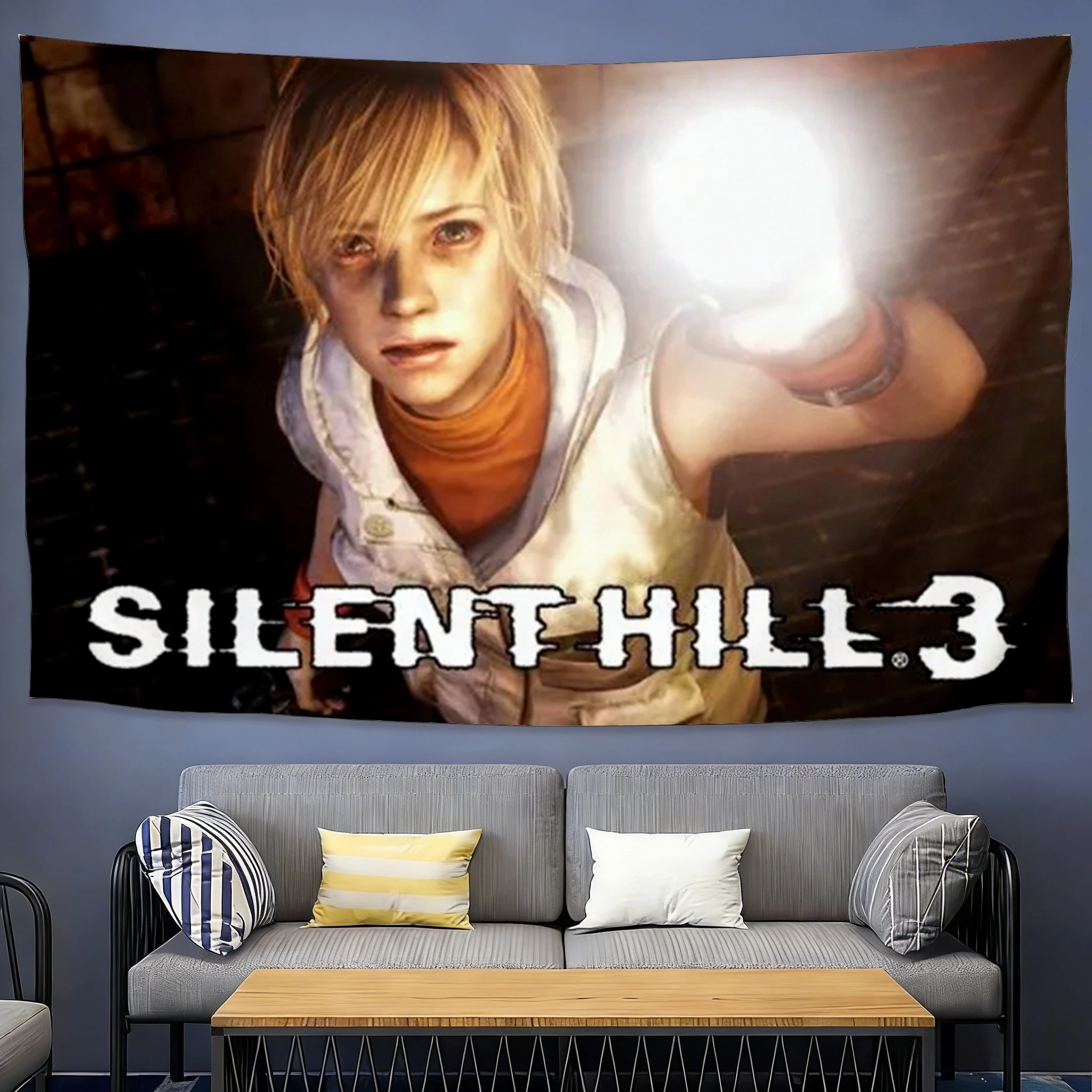 Silent Hill Iconic Monsters Tapestry, Pyramid Head Nurses Creature Art for Horror Gaming Room Feature Wall