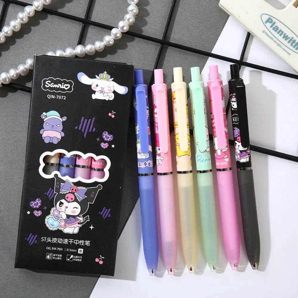 

6pcs/set Anime Peripheral Kuromi Melody Cartoon ST Quick-dry The 0.5 Mm Black Exam Diary Signature Pen Pupil Stationery Gift