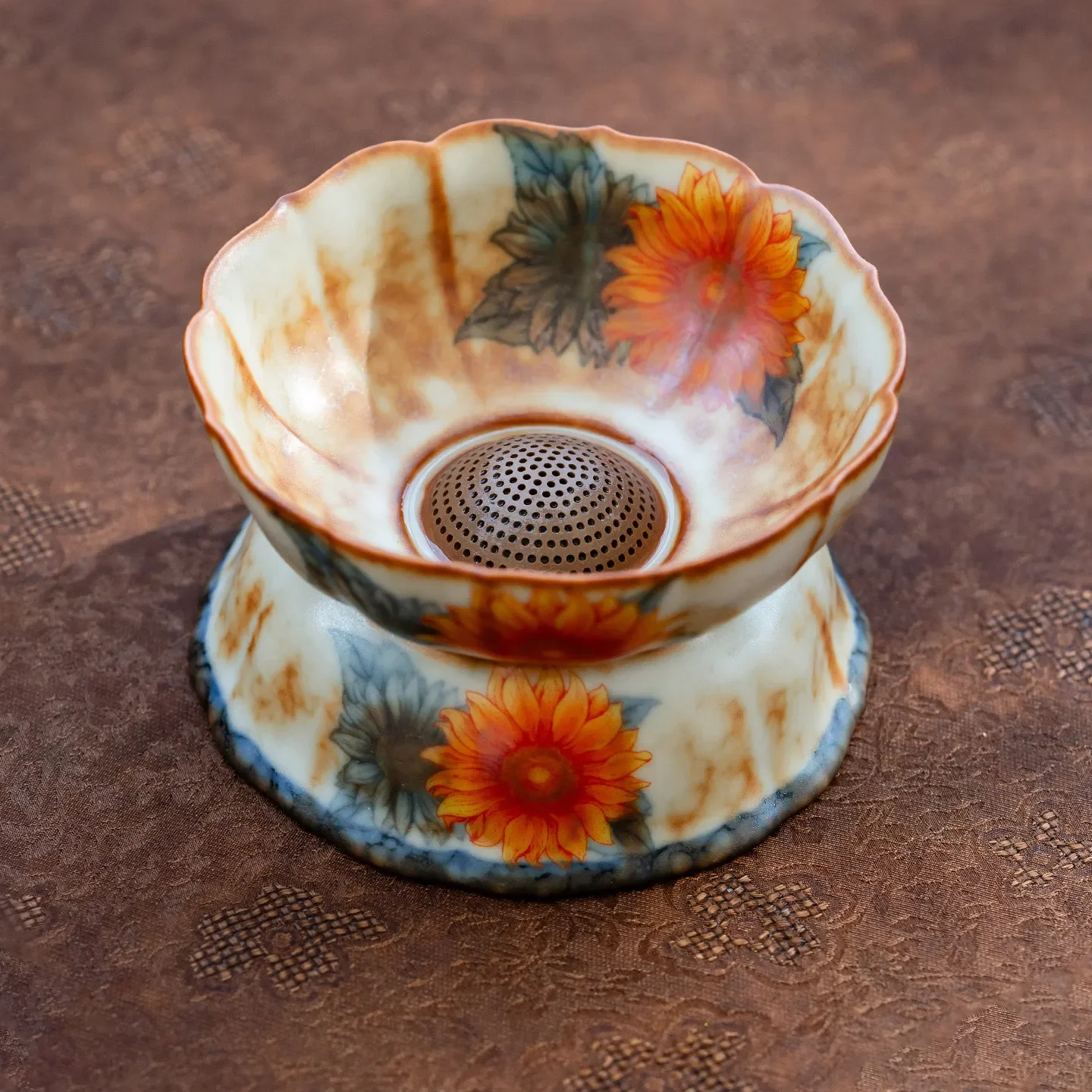Sunflower Tea Set Accessories Tea Brewing Filter Teapot Spout Diffuser Kichen Accessories Porcelain Strainer Infuser