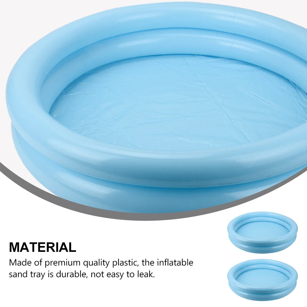 2 Pcs Portable Inflatable Pool Sand Toys Blue Tray Ice Serving Bar Plastic Child